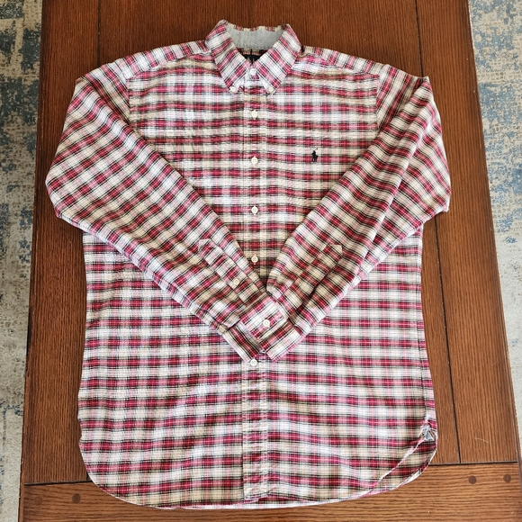 Ralph Lauren button shirt Tartan plaid red medium - Picture 4 of 10
